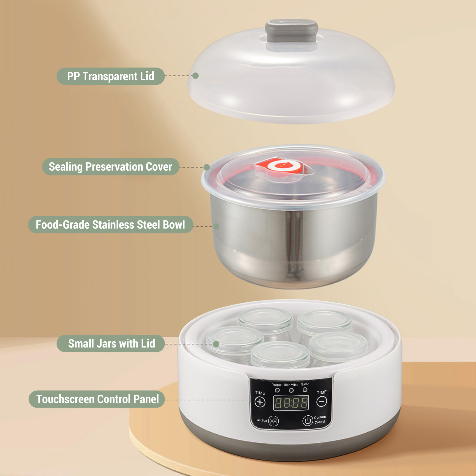 Yogurt Maker Electric - Mesin Pembuat Yogurt Listrik 1,2L Lapisan