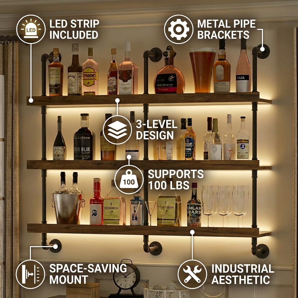 Rak Anggur Dinding dengan Lamp - Kitchen Appliances Holder ulasan dan harga