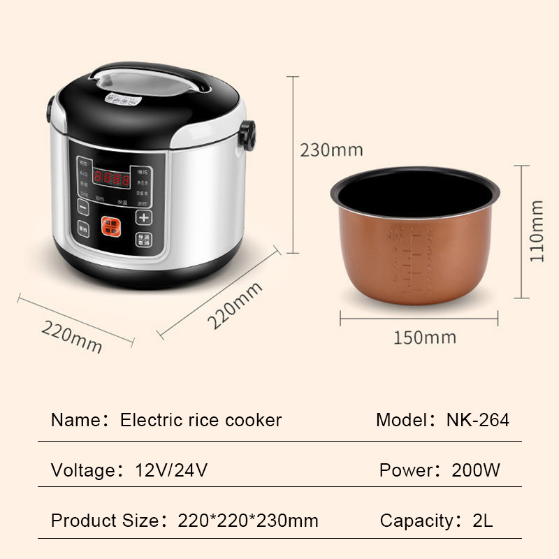Penanak nasi Mini 12V 24V 1L/2 - Rice Cooker 10 Cup ulasan dan harga